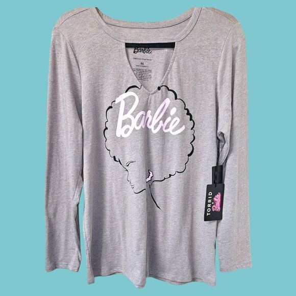 NEW TORRID BARBIE PLUS SIZE SUPER SOFT CHOKER LONG SLEEVE TEE. - Picture 3 of 15